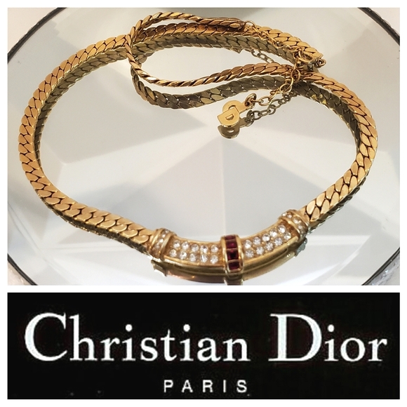 Dior Jewelry - DIOR Elegant Vintage 1980's Ruby & Crystal Necklace